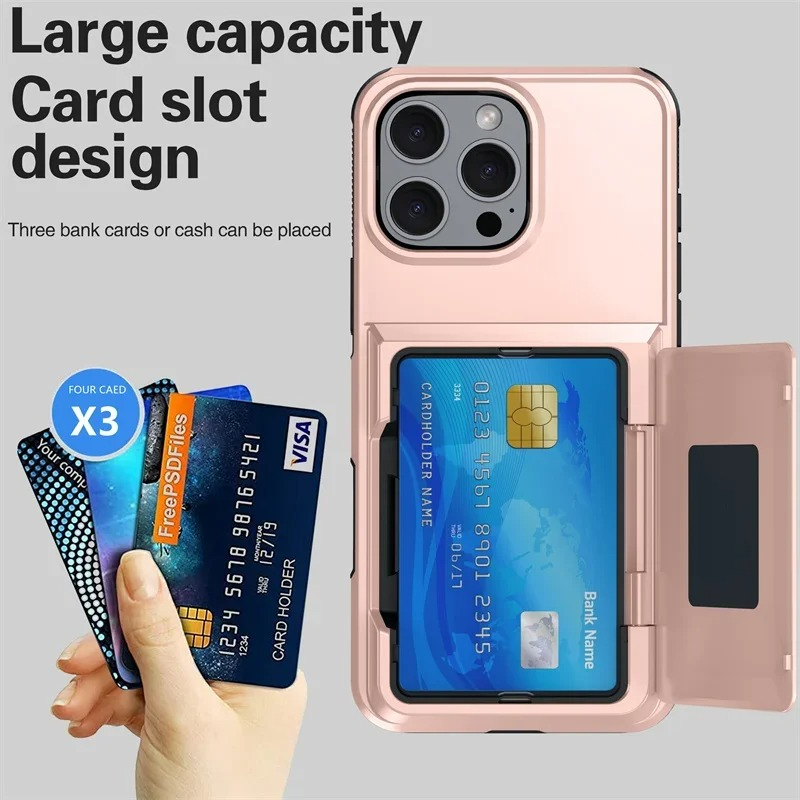 Luxury iPhone Case — Shockproof Flip Wallet Cover with Card Holder, Built-In Stand and Anti-Fingerprint Scratch-Resistant Design