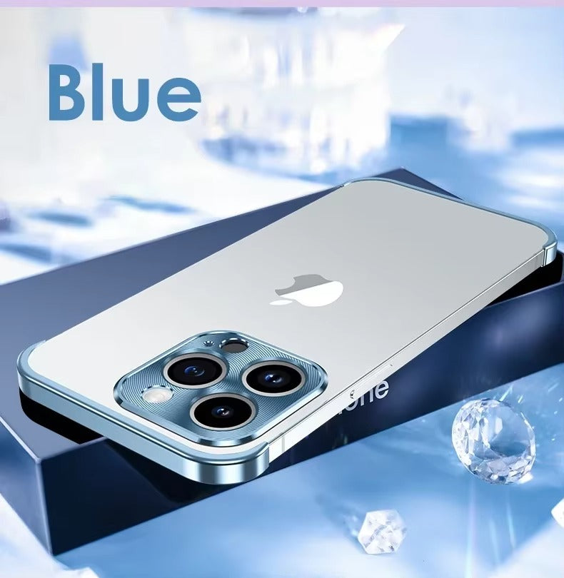 Luxury iPhone Case — Shockproof, Anti-Fingerprint, Anti-Scratch, Dustproof Lightweight Metal Frameless Bumper with Matte Anti-Glare Finish and Glass Lens Protector