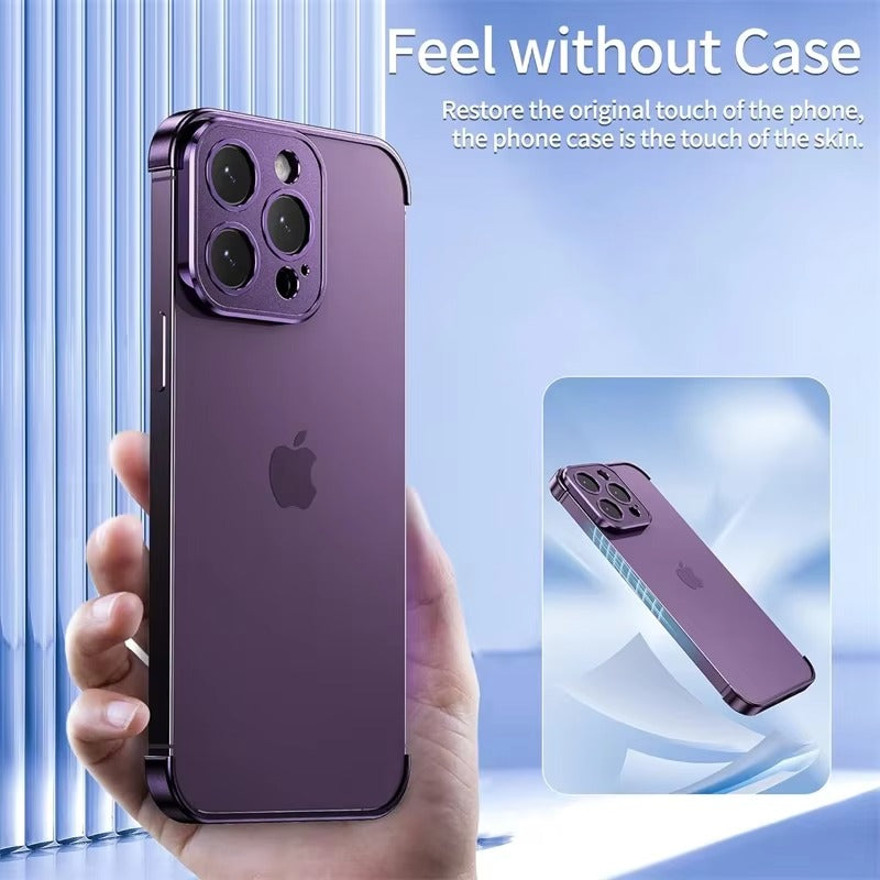 Luxury iPhone Case — Shockproof, Anti-Fingerprint, Anti-Scratch, Dustproof Lightweight Metal Frameless Bumper with Matte Anti-Glare Finish and Glass Lens Protector