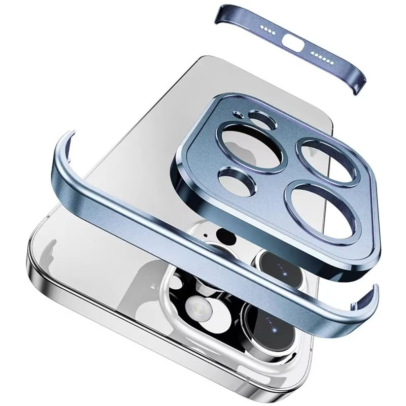 Luxury iPhone Case — Shockproof, Anti-Fingerprint, Anti-Scratch, Dustproof Lightweight Metal Frameless Bumper with Matte Anti-Glare Finish and Glass Lens Protector