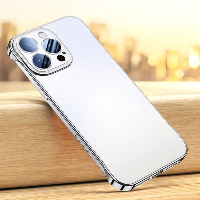 Luxury iPhone Case — Shockproof, Anti-Fingerprint, Anti-Scratch, Dustproof Magnetic Bumper with Ultra-Thin Titanium Bare-Metal Look, Borderless Cooling PC Design and Plating Transparent Finish
