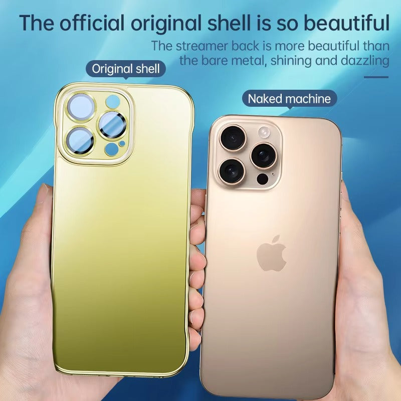 Luxury iPhone Case — Shockproof, Anti-Fingerprint, Anti-Scratch, Dustproof Magnetic Bumper with Ultra-Thin Titanium Bare-Metal Look, Borderless Cooling PC Design and Plating Transparent Finish