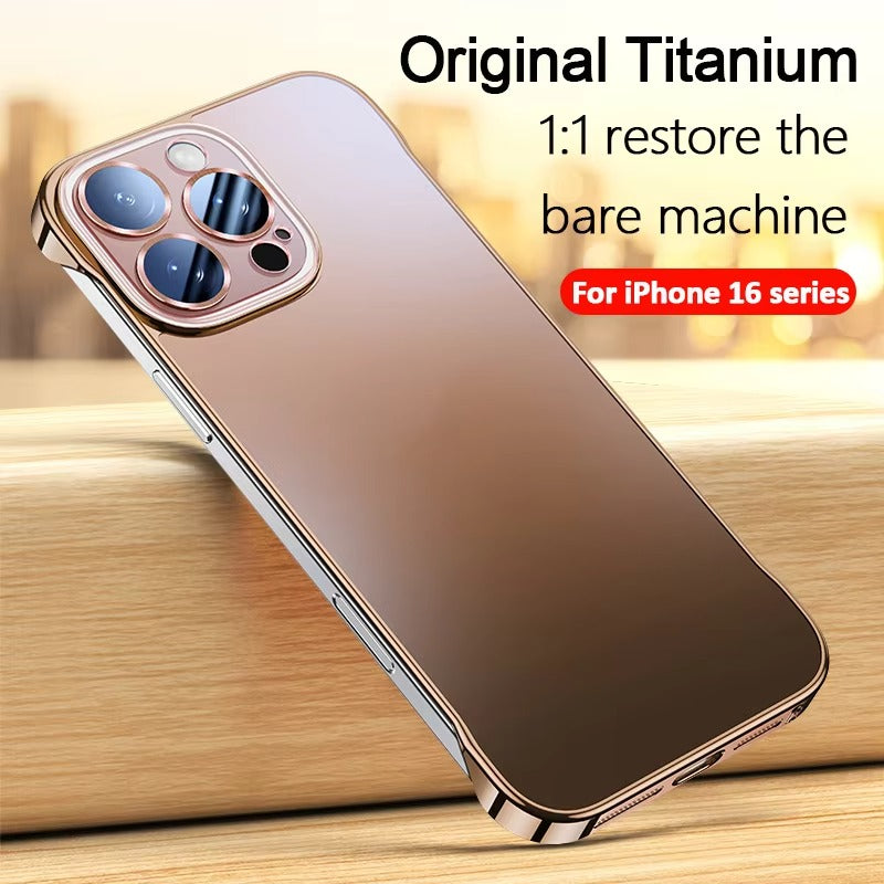 Luxury iPhone Case — Shockproof, Anti-Fingerprint, Anti-Scratch, Dustproof Magnetic Bumper with Ultra-Thin Titanium Bare-Metal Look, Borderless Cooling PC Design and Plating Transparent Finish