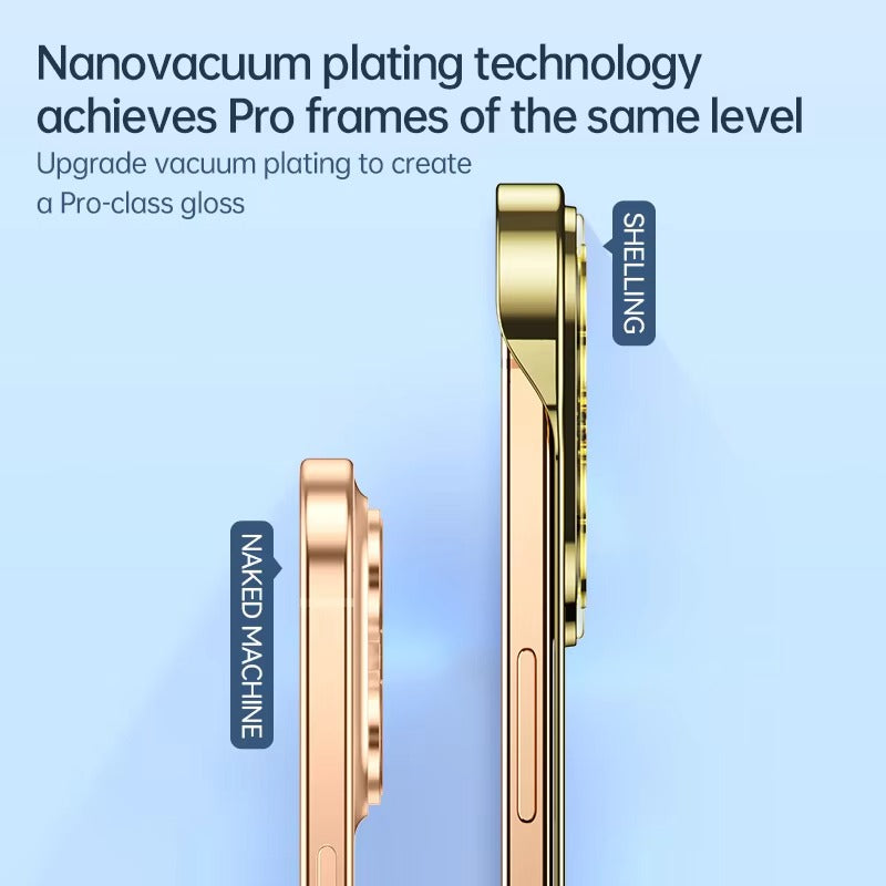Luxury iPhone Case — Shockproof, Anti-Fingerprint, Anti-Scratch, Dustproof Magnetic Bumper with Ultra-Thin Titanium Bare-Metal Look, Borderless Cooling PC Design and Plating Transparent Finish