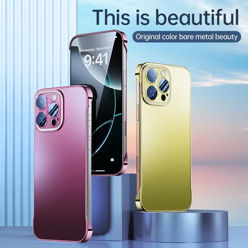 Luxury iPhone Case — Shockproof, Anti-Fingerprint, Anti-Scratch, Dustproof Magnetic Bumper with Ultra-Thin Titanium Bare-Metal Look, Borderless Cooling PC Design and Plating Transparent Finish