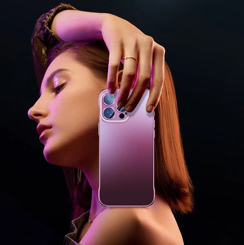 Luxury iPhone Case — Shockproof, Anti-Fingerprint, Anti-Scratch, Dustproof Magnetic Bumper with Ultra-Thin Titanium Bare-Metal Look, Borderless Cooling PC Design and Plating Transparent Finish