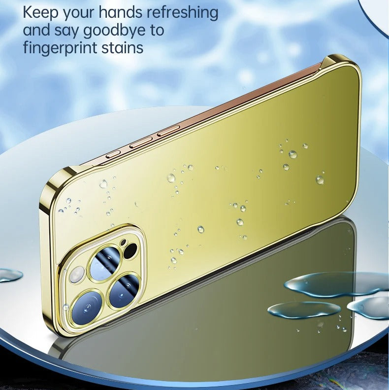 Luxury iPhone Case — Shockproof, Anti-Fingerprint, Anti-Scratch, Dustproof Magnetic Bumper with Ultra-Thin Titanium Bare-Metal Look, Borderless Cooling PC Design and Plating Transparent Finish