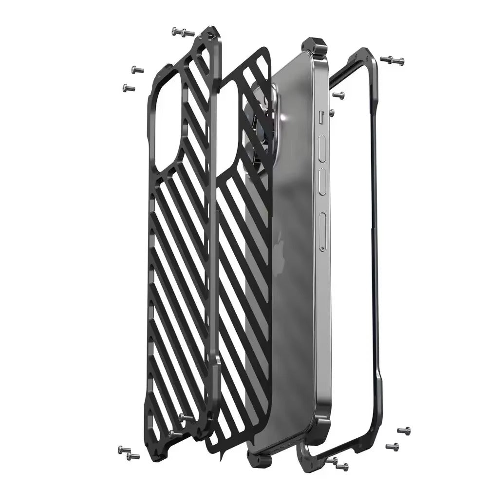 Luxury iPhone Case — Super Cool Aluminum Alloy Armor Cover with CNC Metal Design, Shockproof Dual-Layer Protection, Anti-Fingerprint Matte Finish & Lightweight Non-Slip Style