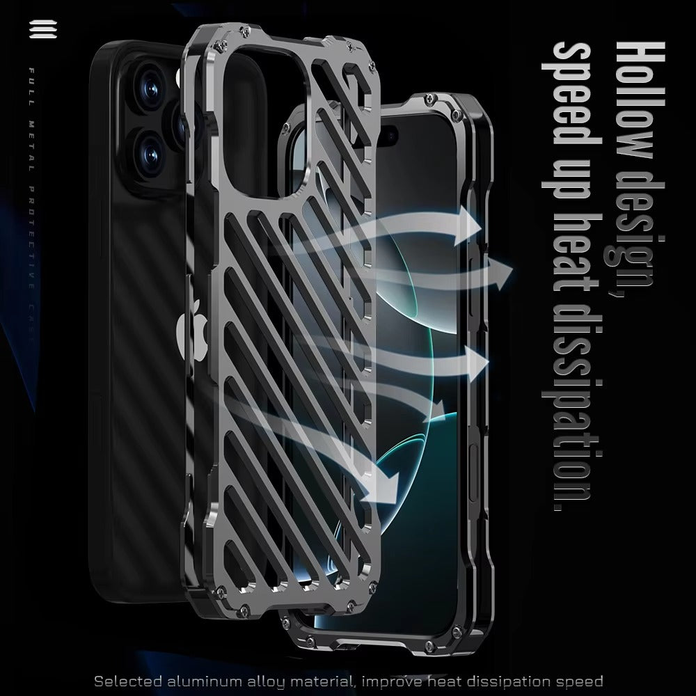 Luxury iPhone Case — Super Cool Aluminum Alloy Armor Cover with CNC Metal Design, Shockproof Dual-Layer Protection, Anti-Fingerprint Matte Finish & Lightweight Non-Slip Style