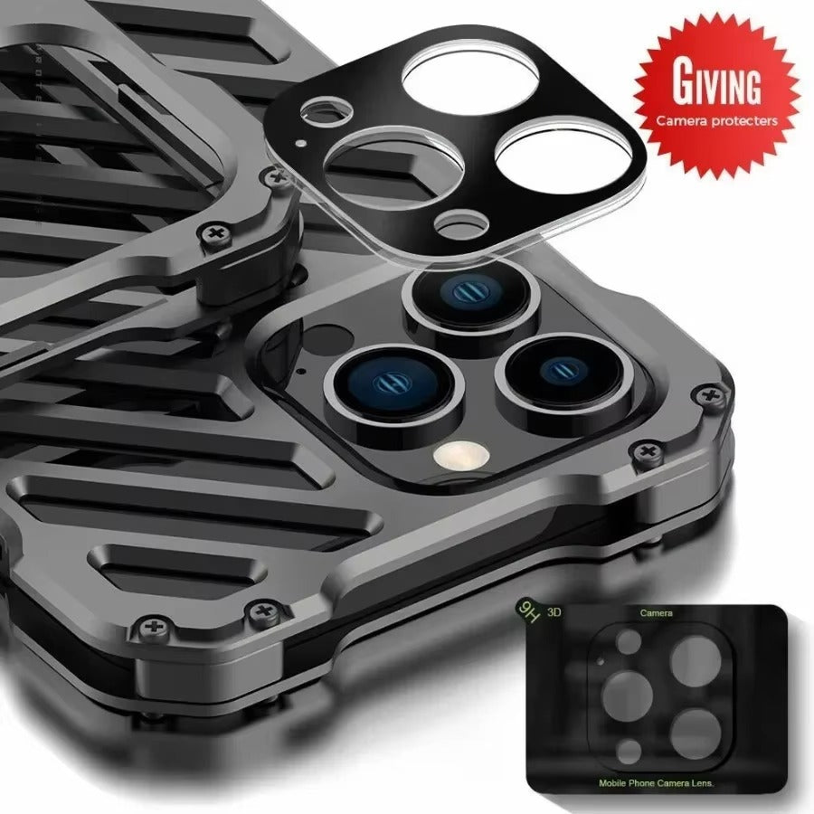 Luxury iPhone Case — Super Cool Aluminum Alloy Armor Cover with CNC Metal Design, Shockproof Dual-Layer Protection, Anti-Fingerprint Matte Finish & Lightweight Non-Slip Style