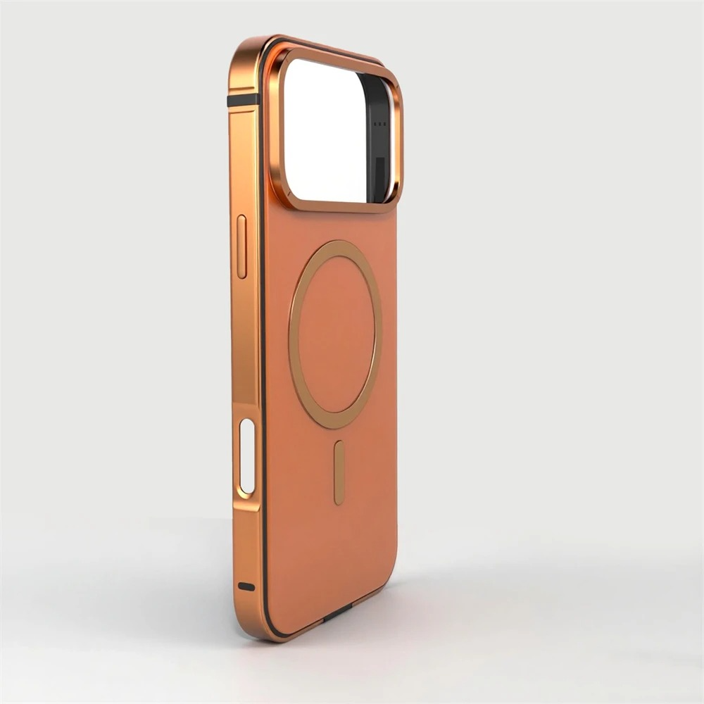 Luxury iPhone Case — Titanium Alloy Magnetic MagSafe Cover with Wireless Charging, Shockproof Aluminum Bumper and PC+TPU Back Design