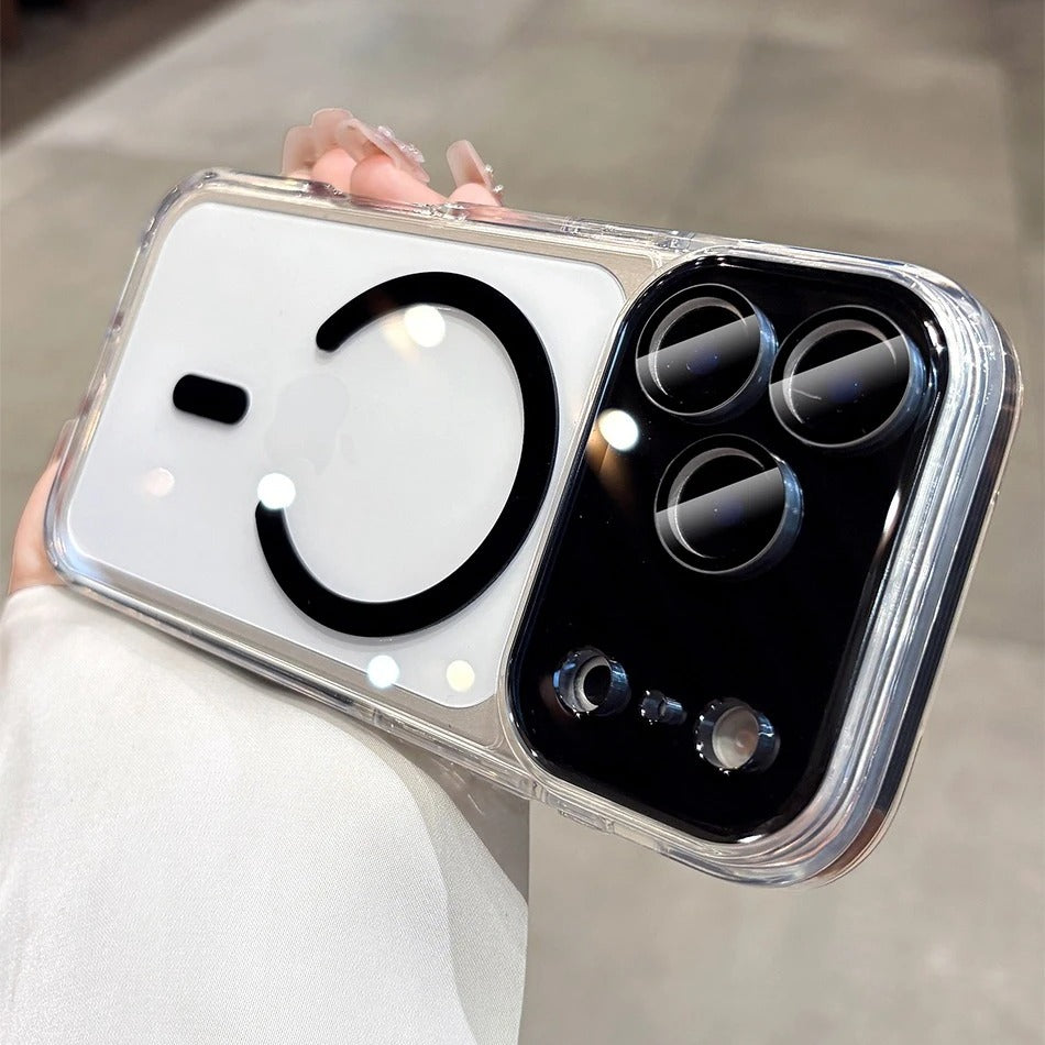 Luxury iPhone Case — Transparent MagSafe Clear PC Cover with Shockproof TPU Bumper, Anti-Fingerprint Anti-Scratch Dustproof Lightweight Design