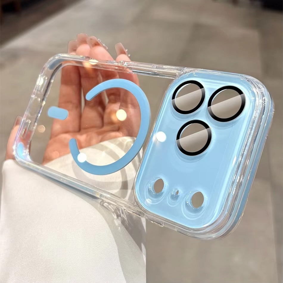 Luxury iPhone Case — Transparent MagSafe Clear PC Cover with Shockproof TPU Bumper, Anti-Fingerprint Anti-Scratch Dustproof Lightweight Design