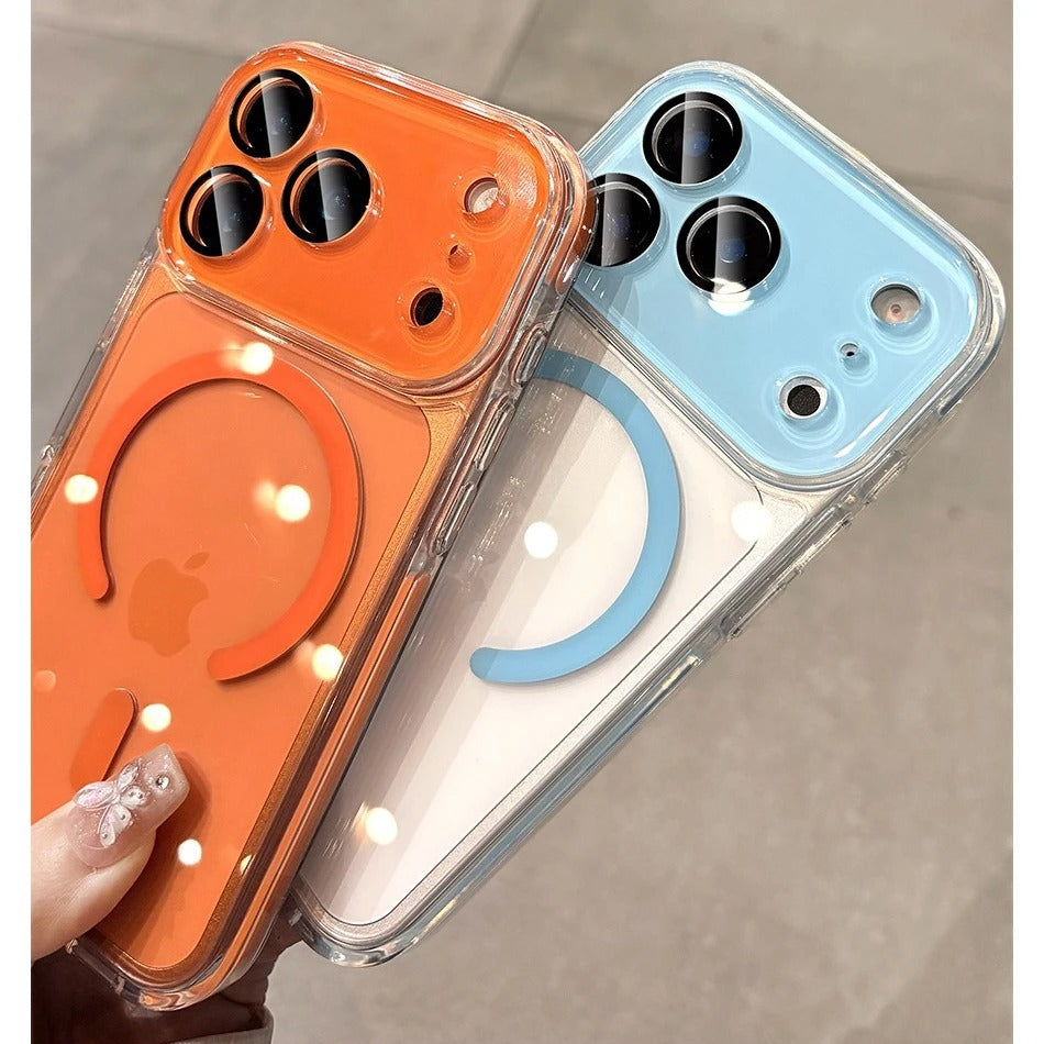 Luxury iPhone Case — Transparent MagSafe Clear PC Cover with Shockproof TPU Bumper, Anti-Fingerprint Anti-Scratch Dustproof Lightweight Design