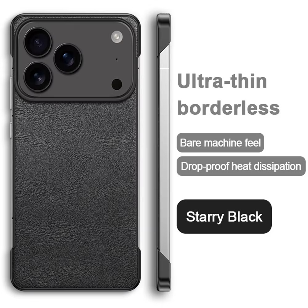 Luxury iPhone Case — Ultra-Thin Frameless Leather PC Cover with Solid-Color Design, Shockproof Anti-Fall Protection & MagSafe-Compatible Borderless Finish