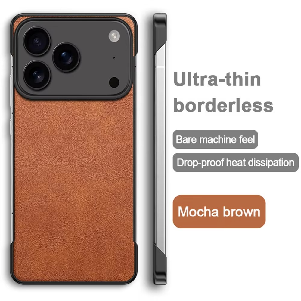 Luxury iPhone Case — Ultra-Thin Frameless Leather PC Cover with Solid-Color Design, Shockproof Anti-Fall Protection & MagSafe-Compatible Borderless Finish