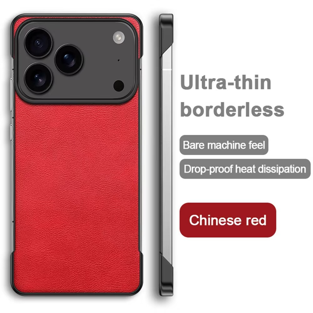 Luxury iPhone Case — Ultra-Thin Frameless Leather PC Cover with Solid-Color Design, Shockproof Anti-Fall Protection & MagSafe-Compatible Borderless Finish