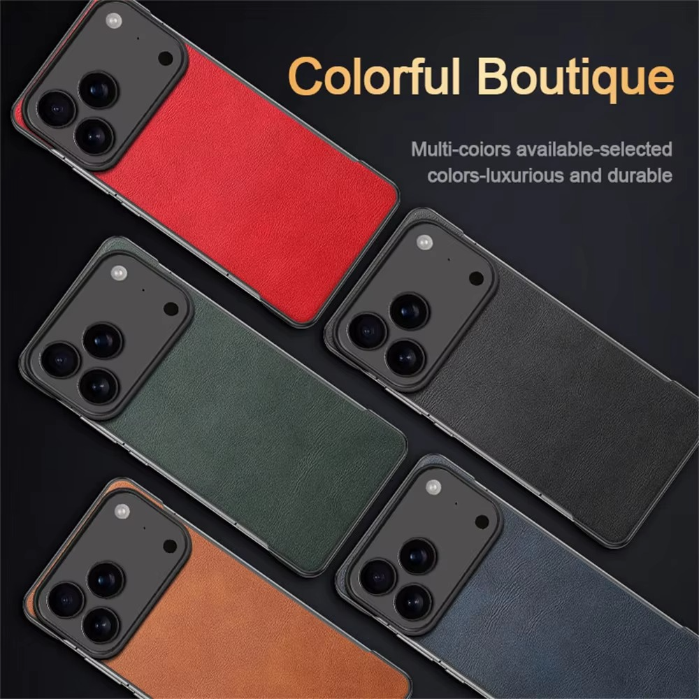 Luxury iPhone Case — Ultra-Thin Frameless Leather PC Cover with Solid-Color Design, Shockproof Anti-Fall Protection & MagSafe-Compatible Borderless Finish