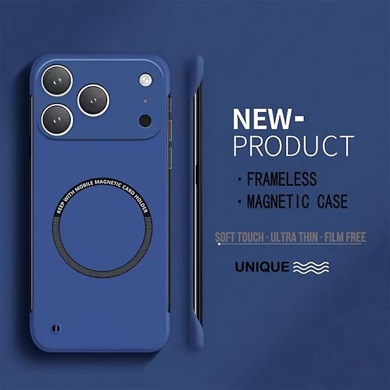 Luxury iPhone Case — Ultra-Thin Magnetic Frameless Matte Back Cover with Shockproof Slim PC Design and Full MagSafe Wireless Charging Support