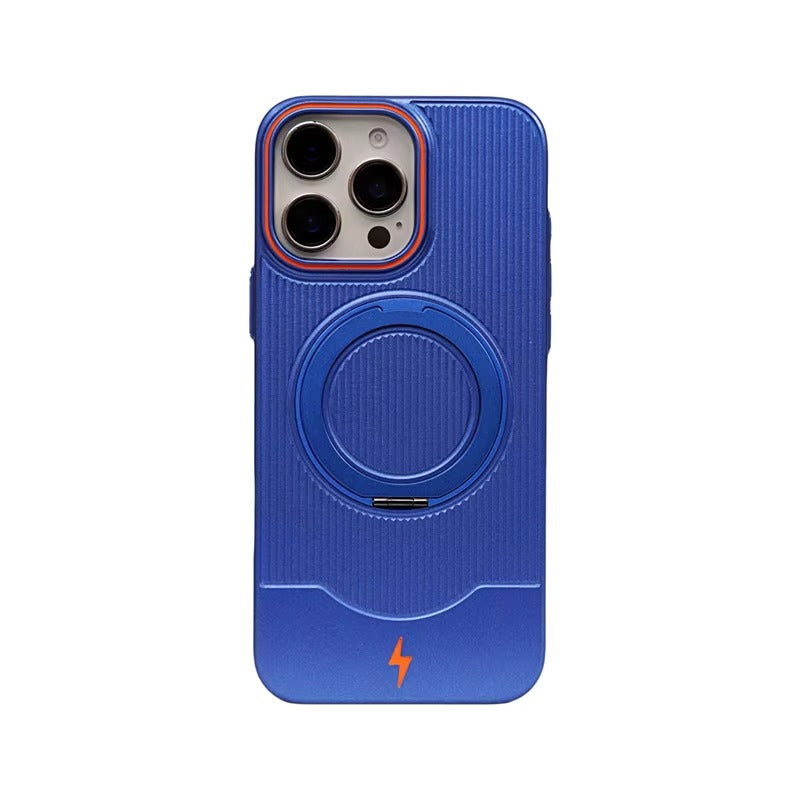 Luxury iPhone Case — Ultra-Thin Matte Magnetic Cover with 360° Rotating Metal Car Holder Stand and Shockproof Protective Design