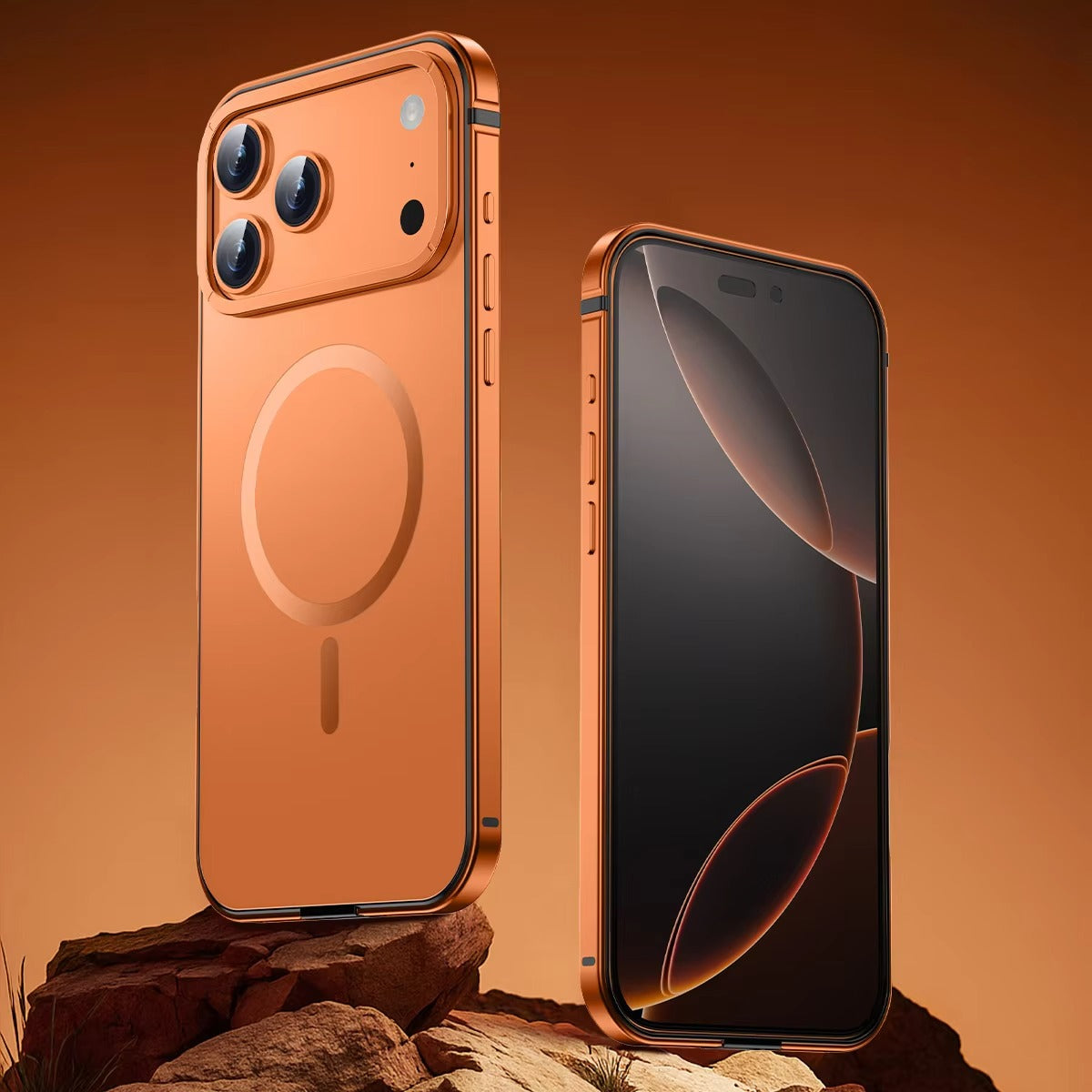 Luxury iPhone Case — Ultra-Thin Metal Alloy Bezel with Frosted Magnetic Back Cover, Shockproof PC+TPU Protective Design