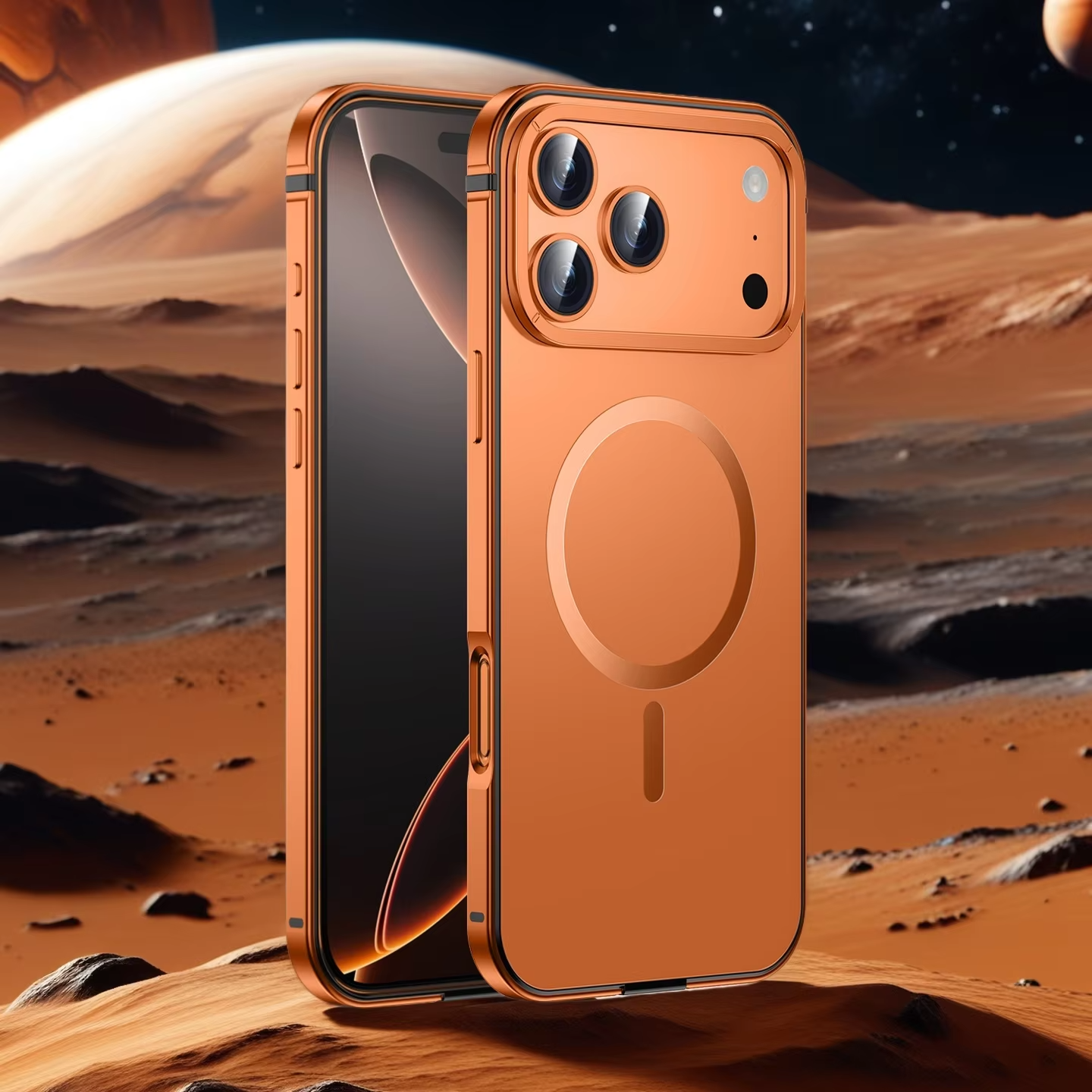 Luxury iPhone Case — Ultra-Thin Metal Alloy Bezel with Frosted Magnetic Back Cover, Shockproof PC+TPU Protective Design