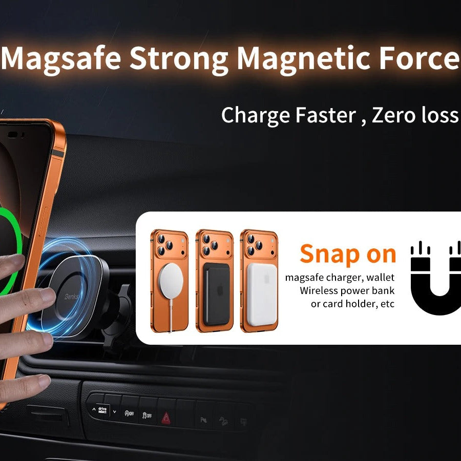 Luxury iPhone Case — Ultra-Thin Metal Alloy Bezel with Frosted Magnetic Back Cover, Shockproof PC+TPU Protective Design