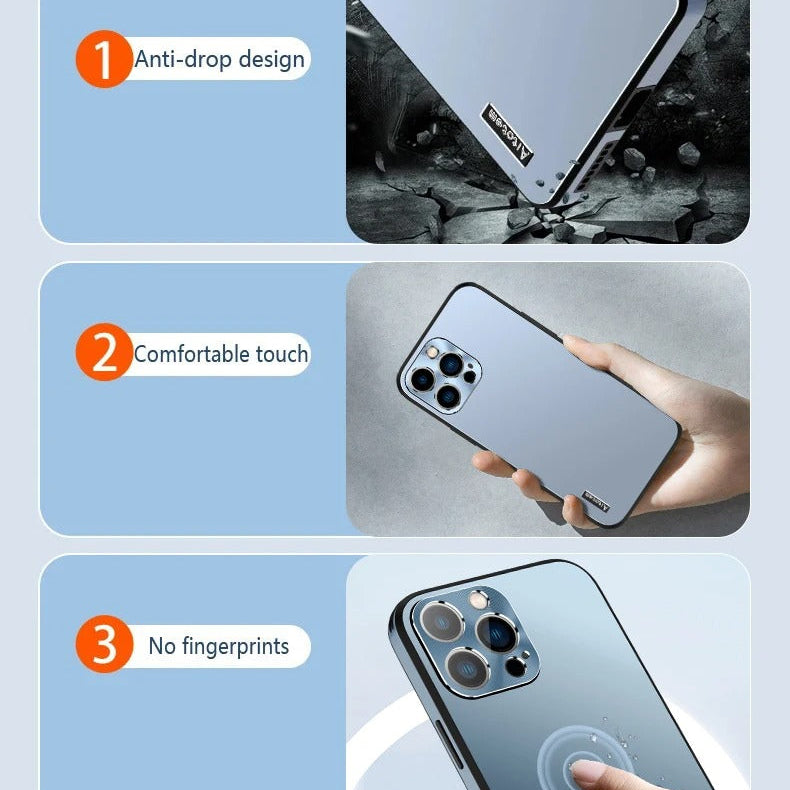 Luxury iPhone Case — Ultra-Thin, Anti-Fingerprint, Lightweight, Non-Slip Matte Titanium Alloy Back Cover with All-Aluminum Magnetic Metal Design