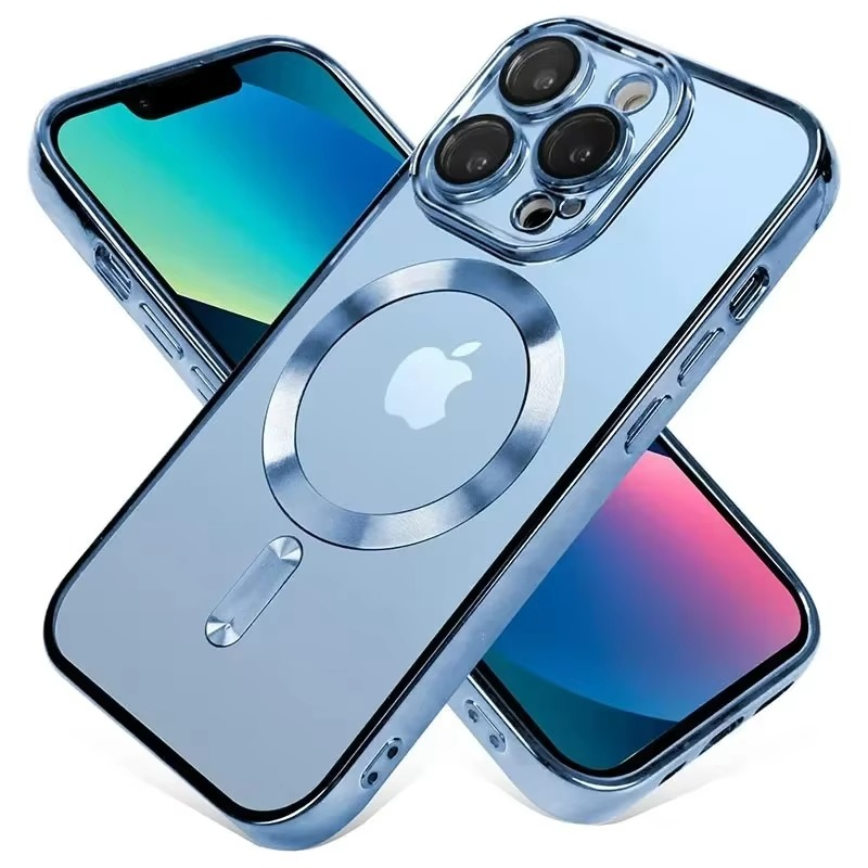 Luxury iPhone Clear Plating Magnetic Case — MagSafe Wireless Charging Compatible Cover with Lens Protection, Slim Transparent Shockproof Anti-Fingerprint Design
