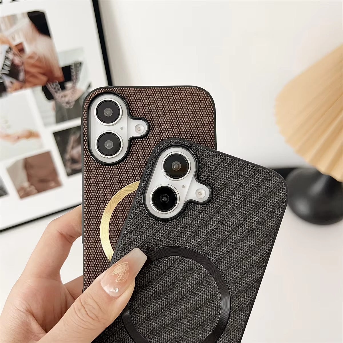 Luxury iPhone Fabric MagSafe Case — Ultra-Slim Business Cloth Cover with Magnetic Wireless Charging, Shockproof Anti-Fingerprint Scratch-Resistant Design