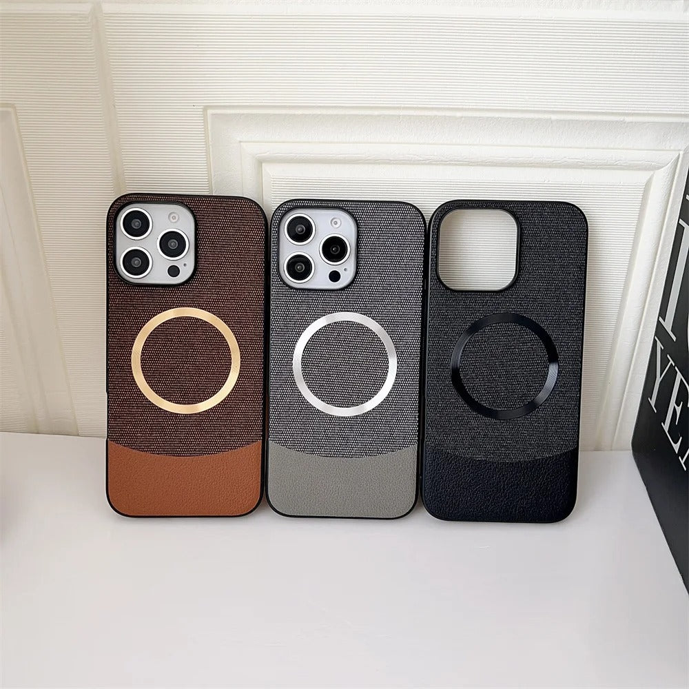 Luxury iPhone Fabric MagSafe Case — Ultra-Slim Business Cloth Cover with Magnetic Wireless Charging, Shockproof Anti-Fingerprint Scratch-Resistant Design