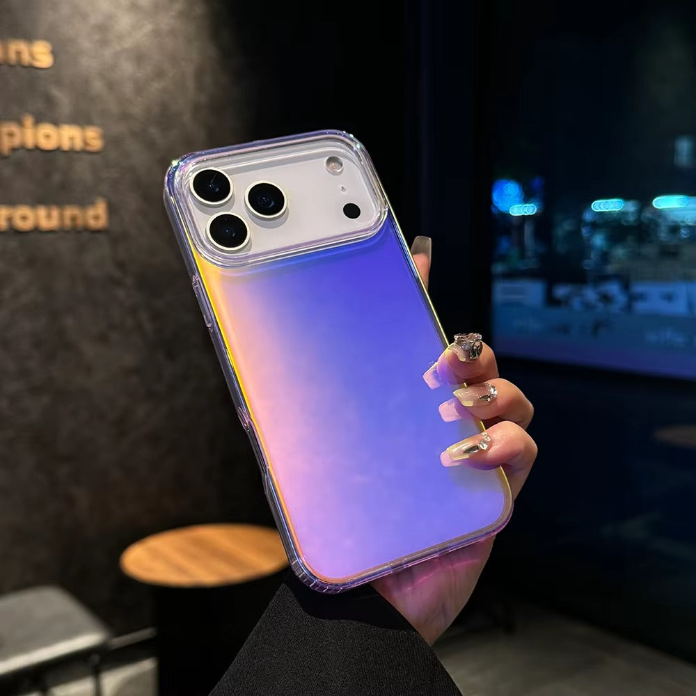 Luxury iPhone MagSafe Case Aurora Gradient Laser Design — Luggage Style Tough Cover, Shockproof Protective Finish for a Stylish Blue Look