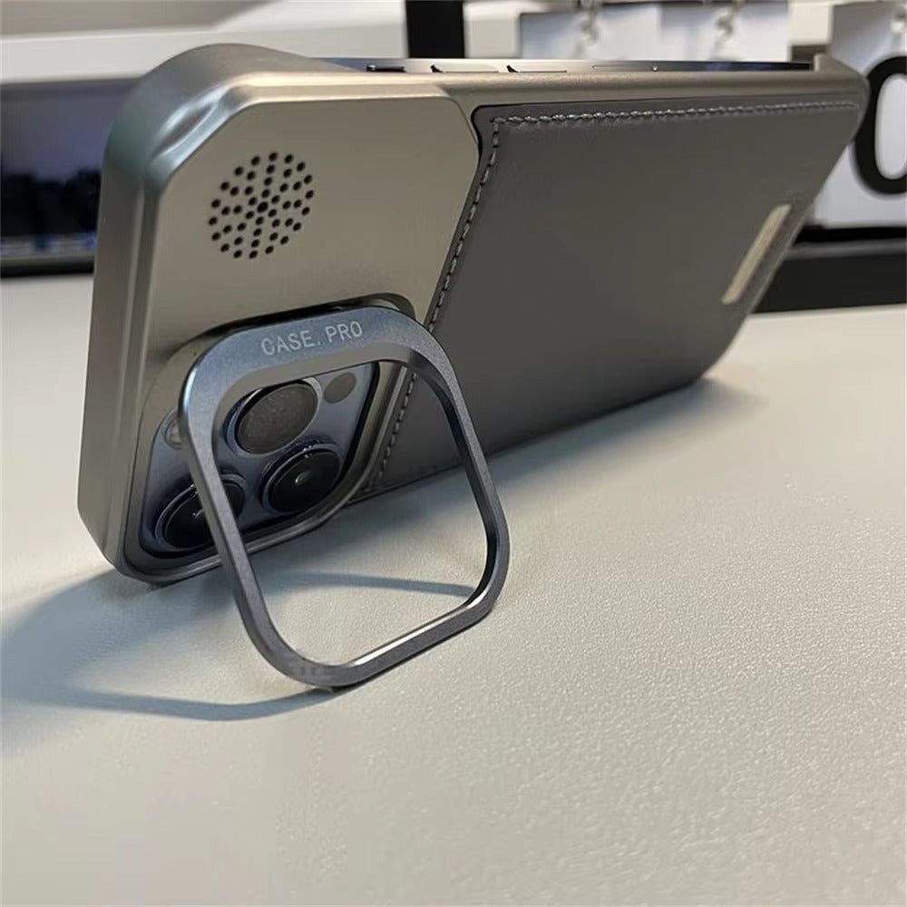 Luxury iPhone MagSafe Case Leather + Aluminum Alloy — Magnetic Wireless Charging Cover, Frameless Shockproof Design, Anti-Fingerprint Scratch-Resistant Finish