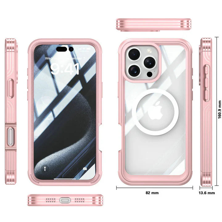 Luxury iPhone Magnetic Case with Double-Sided Tempered Glass — MagSafe Compatible Full Coverage, Dual Layer Shockproof Protection, Anti-Fingerprint Transparent Design