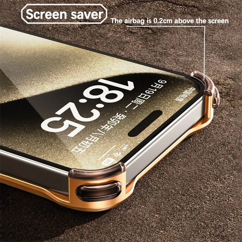 Luxury iPhone Metal Bumper Case — Aluminum Alloy Frameless Heat-Dissipation Frame, Lightweight Shockproof Anti-Slip Protective Cover