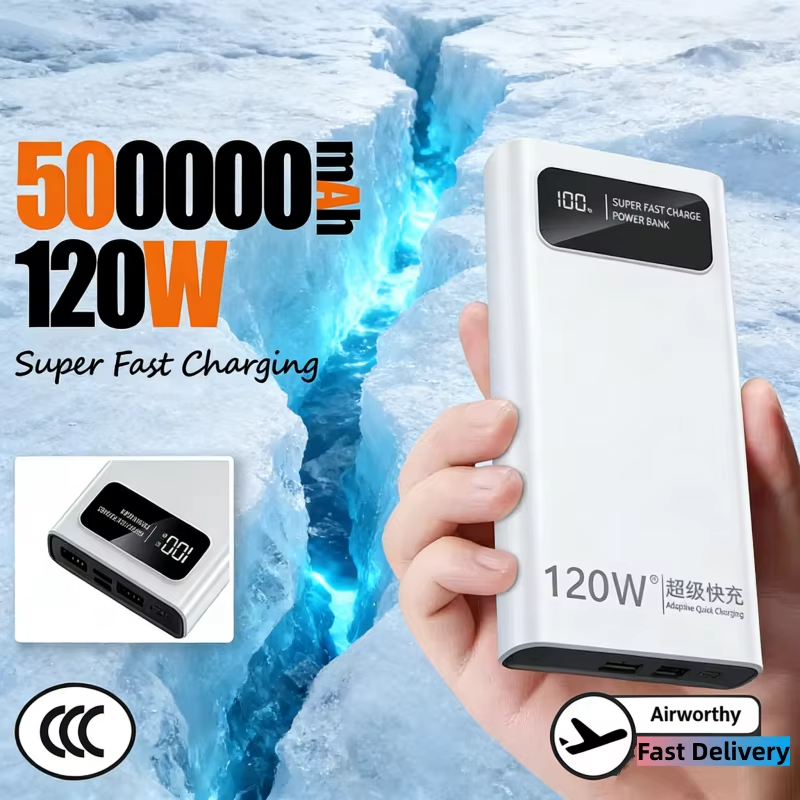 Premium 120W Fast Charging 200000mAh Portable Power Bank with LED Display, Flashlight & Two-Way Quick Charge