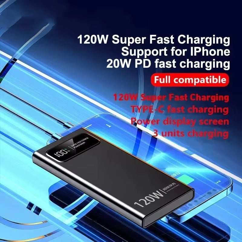 Premium 120W Fast Charging 200000mAh Portable Power Bank with LED Display, Flashlight & Two-Way Quick Charge