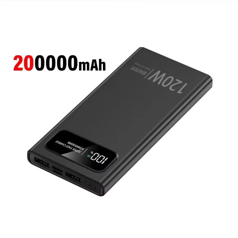 Premium 120W Fast Charging 200000mAh Portable Power Bank with LED Display, Flashlight & Two-Way Quick Charge