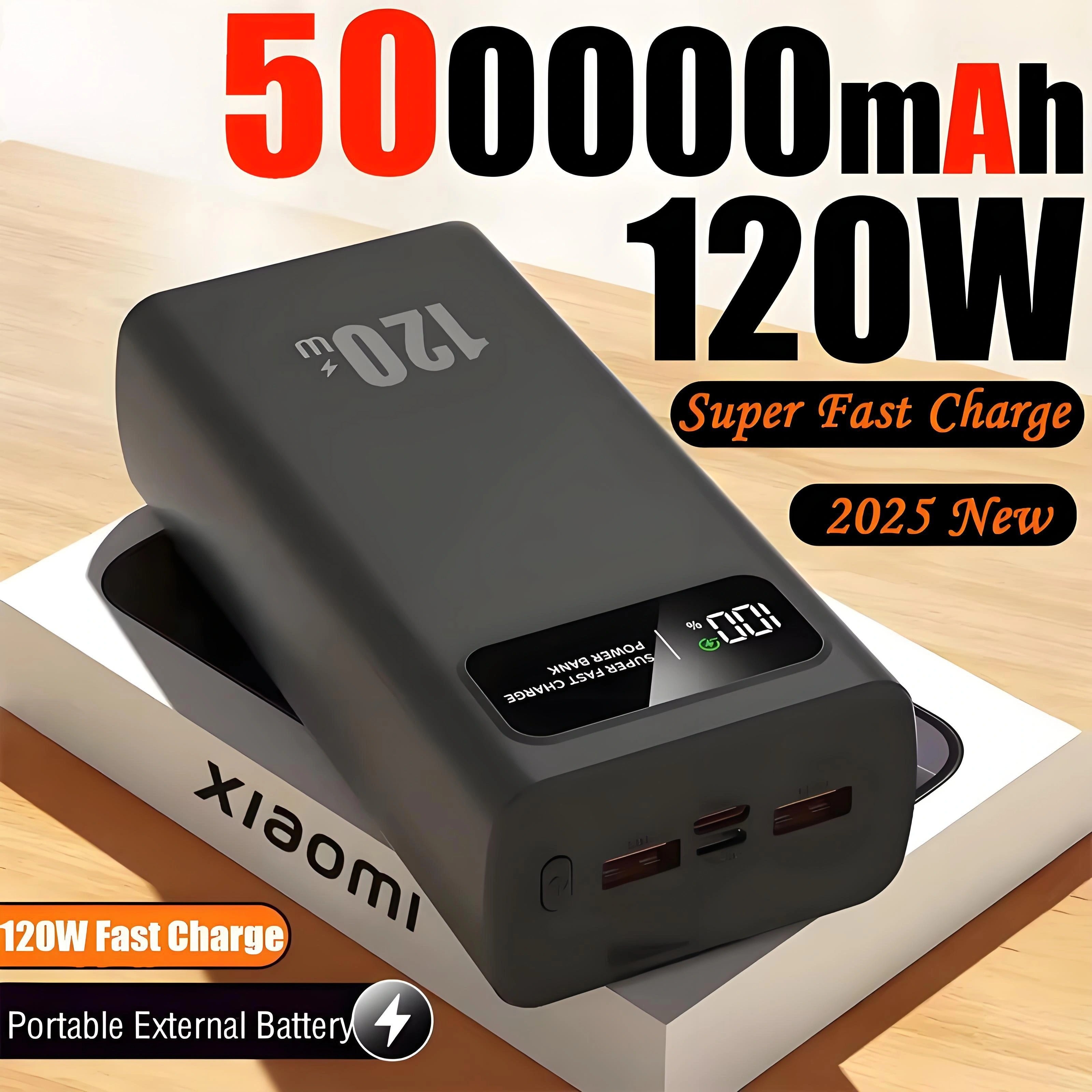Premium 120W Fast Charging 200000mAh Portable Power Bank with LED Display, Flashlight & Two-Way Quick Charge