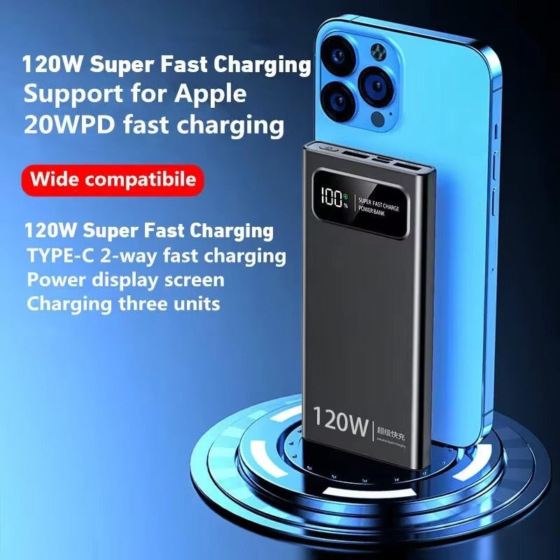 Premium 120W Fast Charging 200000mAh Portable Power Bank with LED Display, Flashlight & Two-Way Quick Charge