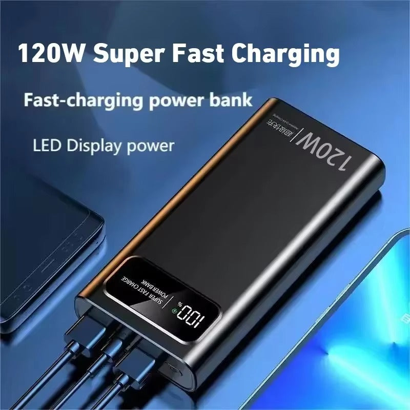Premium 120W Fast Charging 200000mAh Portable Power Bank with LED Display, Flashlight & Two-Way Quick Charge