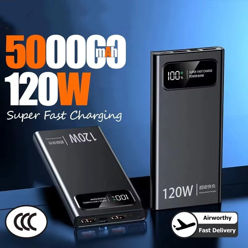 Premium 120W Fast Charging 200000mAh Portable Power Bank with LED Display, Flashlight & Two-Way Quick Charge