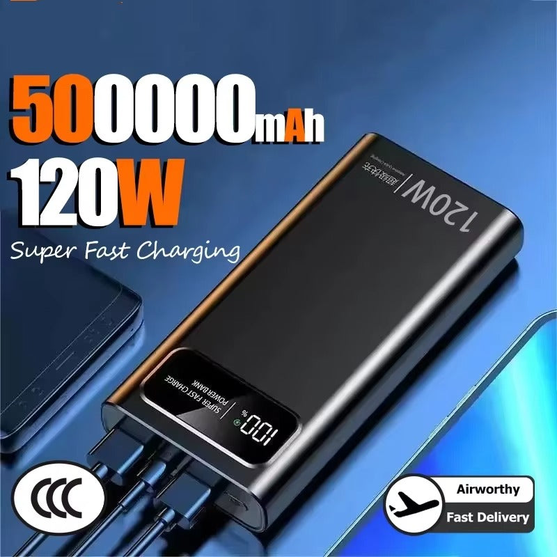 Premium 120W Fast Charging 200000mAh Portable Power Bank with LED Display, Flashlight & Two-Way Quick Charge