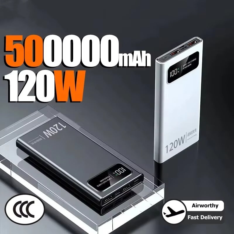 Premium 120W Fast Charging 200000mAh Portable Power Bank with LED Display, Flashlight & Two-Way Quick Charge