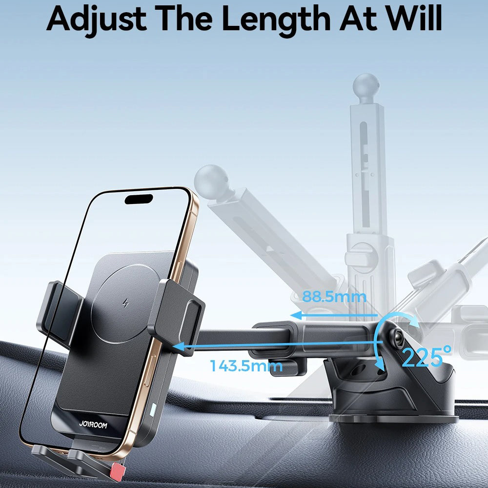 Premium 15W Car Phone Holder with Wireless Charging, Adjustable Rotatable Mount, Secure Air Vent & Dashboard Charging Stand