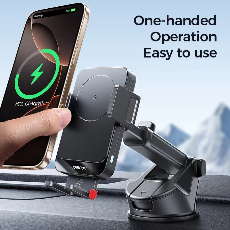 Premium 15W Car Phone Holder with Wireless Charging, Adjustable Rotatable Mount, Secure Air Vent & Dashboard Charging Stand