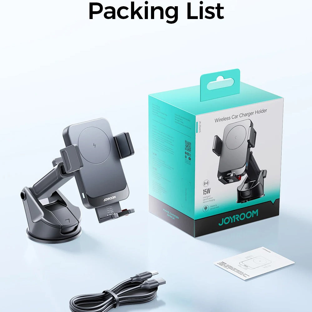 Premium 15W Car Phone Holder with Wireless Charging, Adjustable Rotatable Mount, Secure Air Vent & Dashboard Charging Stand