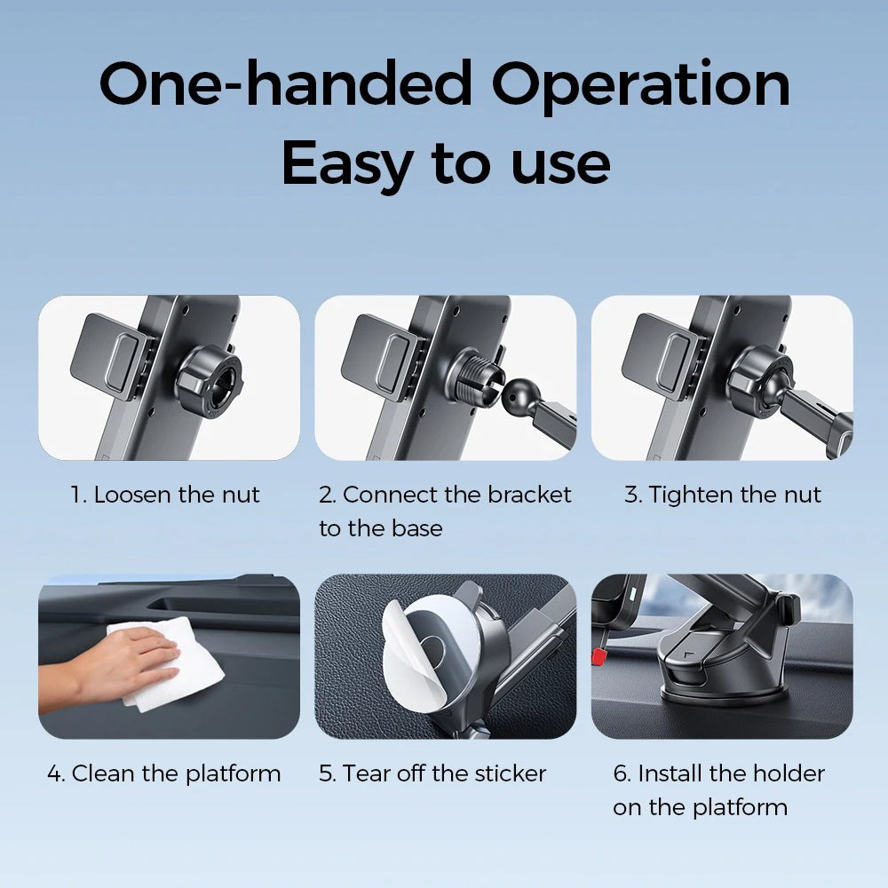 Premium 15W Car Phone Holder with Wireless Charging, Adjustable Rotatable Mount, Secure Air Vent & Dashboard Charging Stand