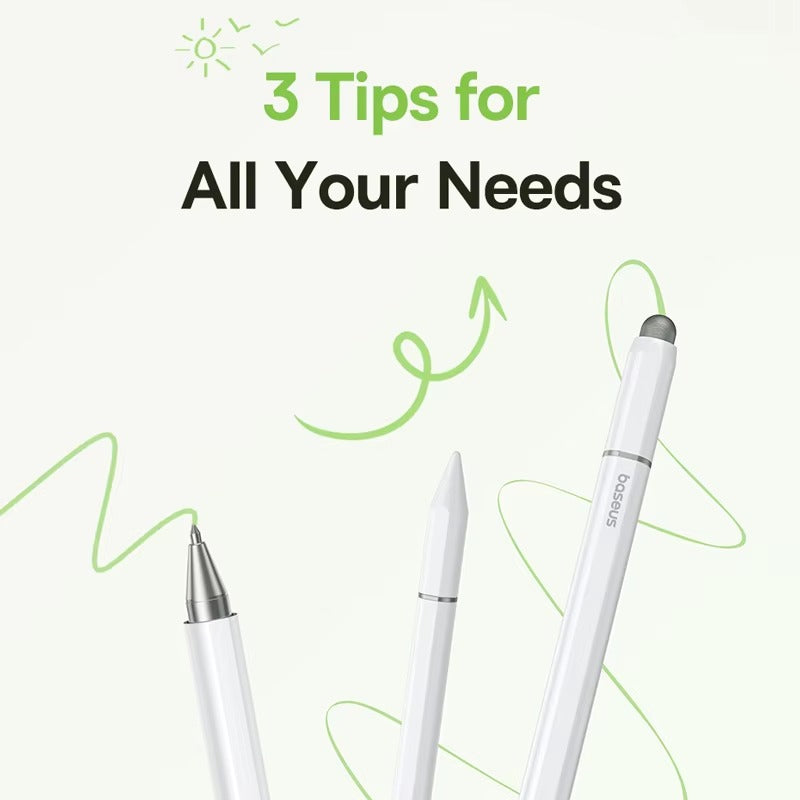 Premium 3-in-1 Stylus Pen with Magnetic Suction, Smooth Touch Control, Metal Construction, Universal Writing & Drawing Tool for Tablets