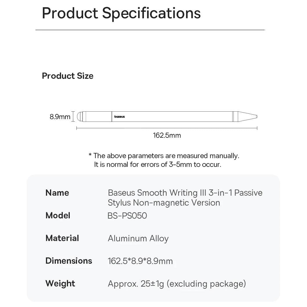 Premium 3-in-1 Stylus Pen with Magnetic Suction, Smooth Touch Control, Metal Construction, Universal Writing & Drawing Tool for Tablets